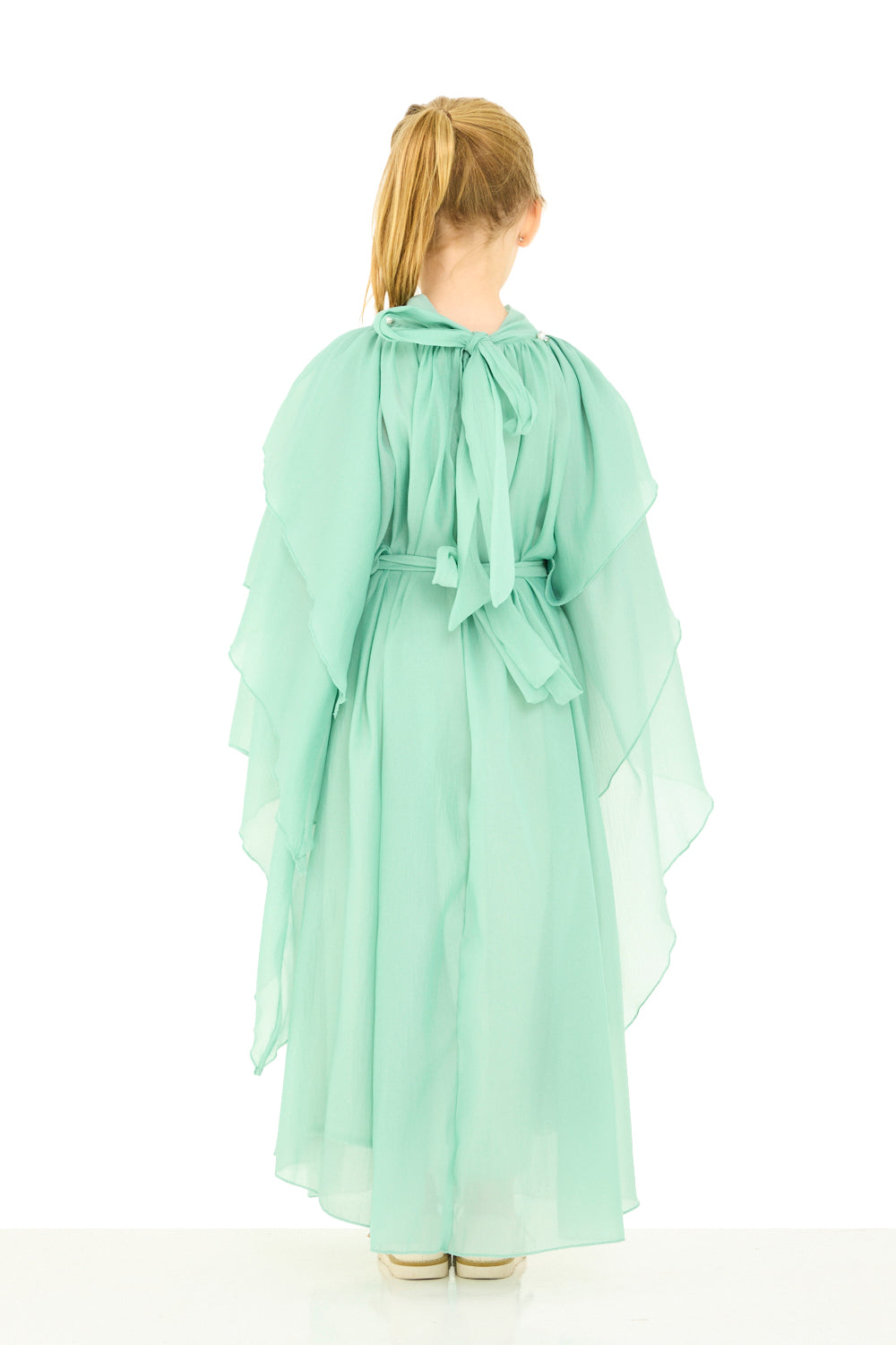 Tiered Ruffle Cape Dress