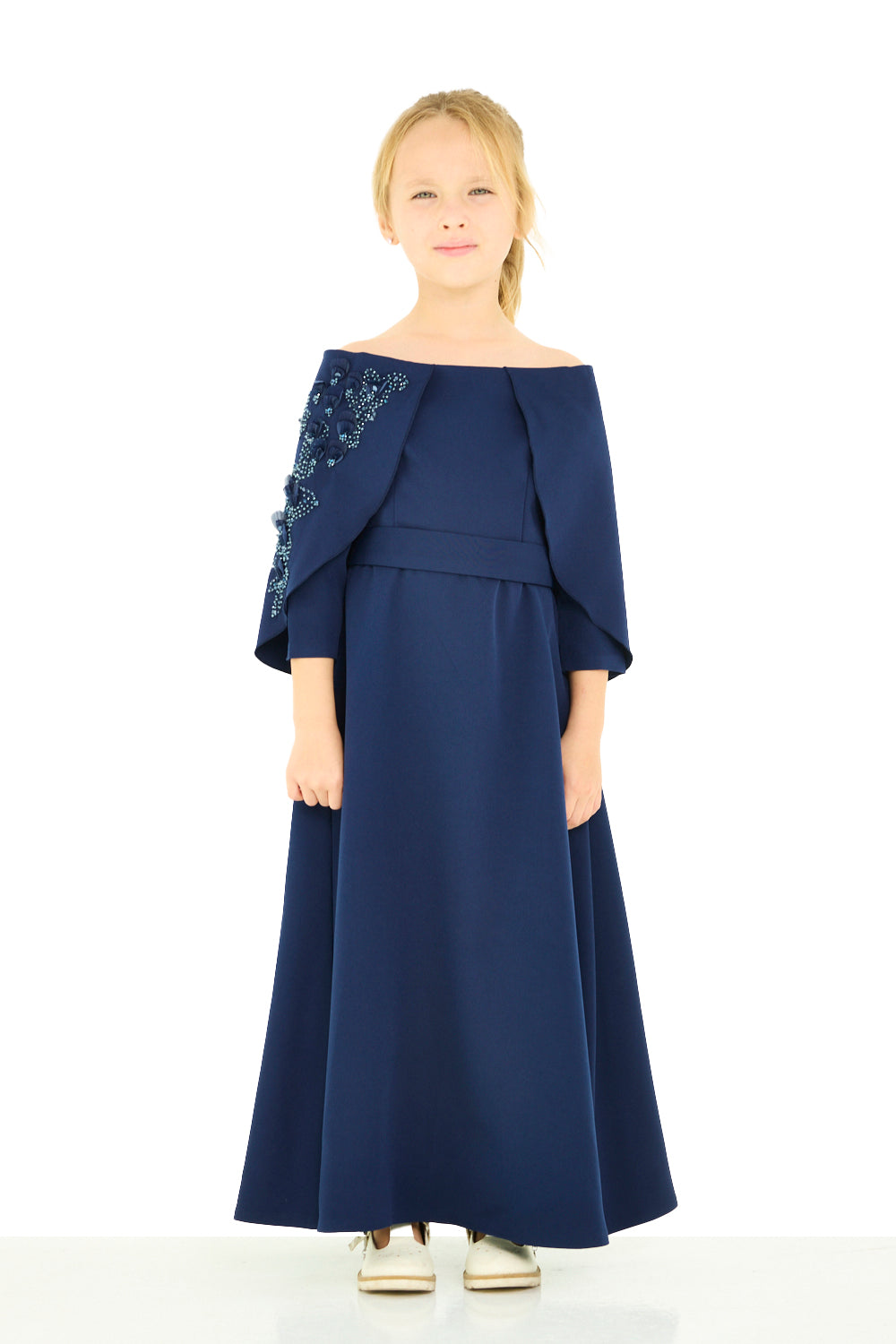 Embellished Cape Panel Dress