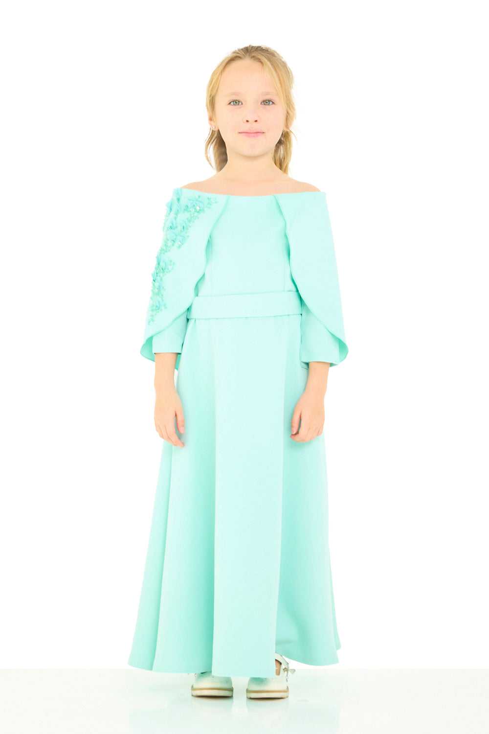 Embellished Cape Panel Dress