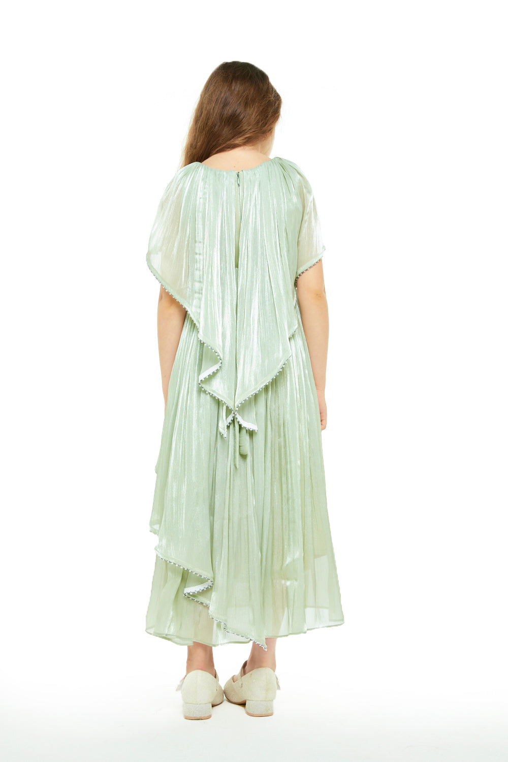 Little Star Pleated Dress with Ruffle Trim