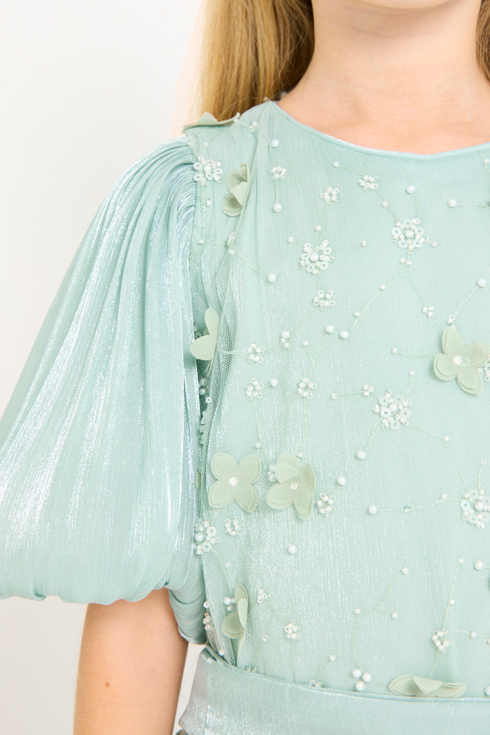 Floral Textured Puff Sleeve Dress