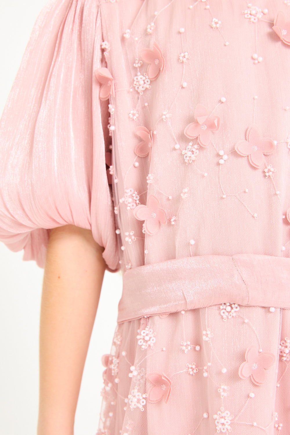 Floral Textured Puff Sleeve Dress