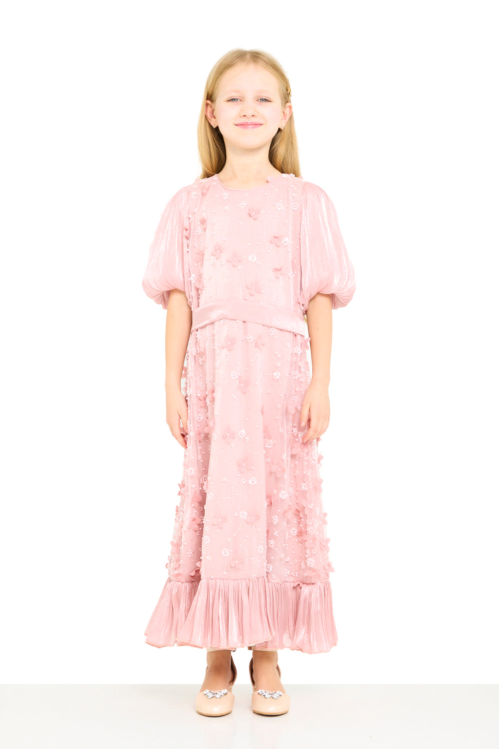 Floral Textured Puff Sleeve Dress