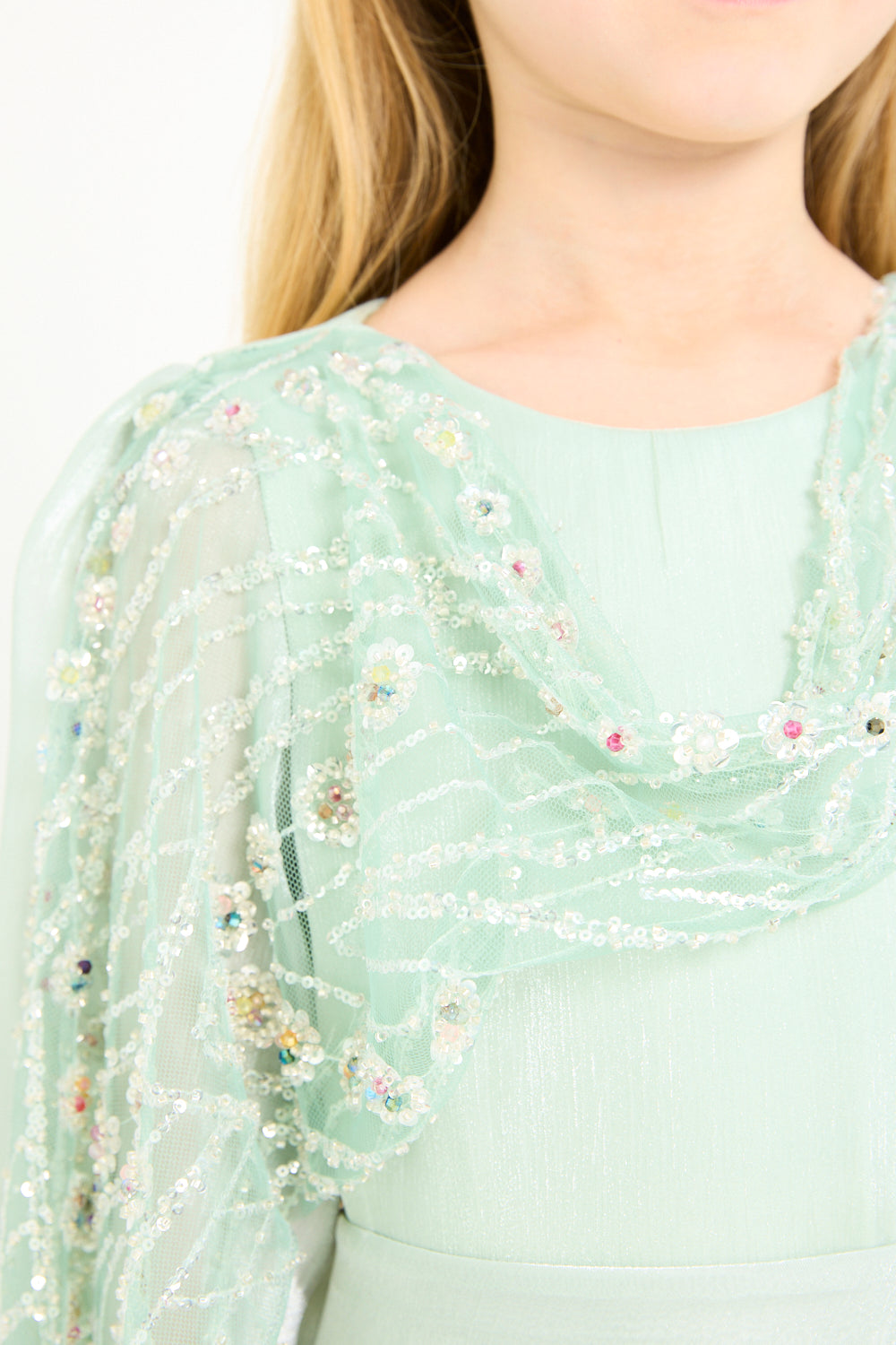 Embellished Drape Overlay Dress