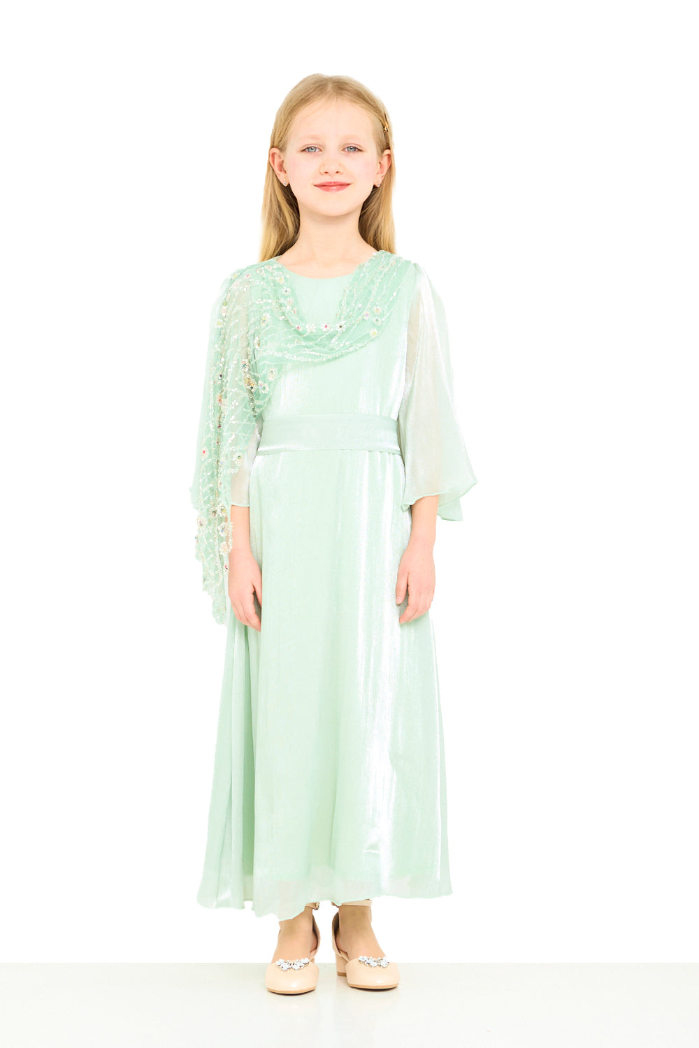 Embellished Drape Overlay Dress