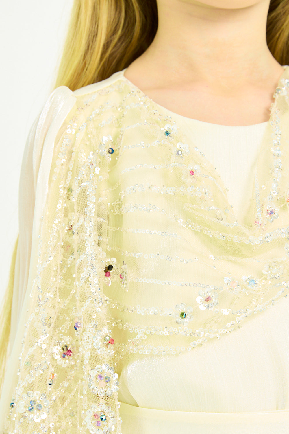 Embellished Drape Overlay Dress