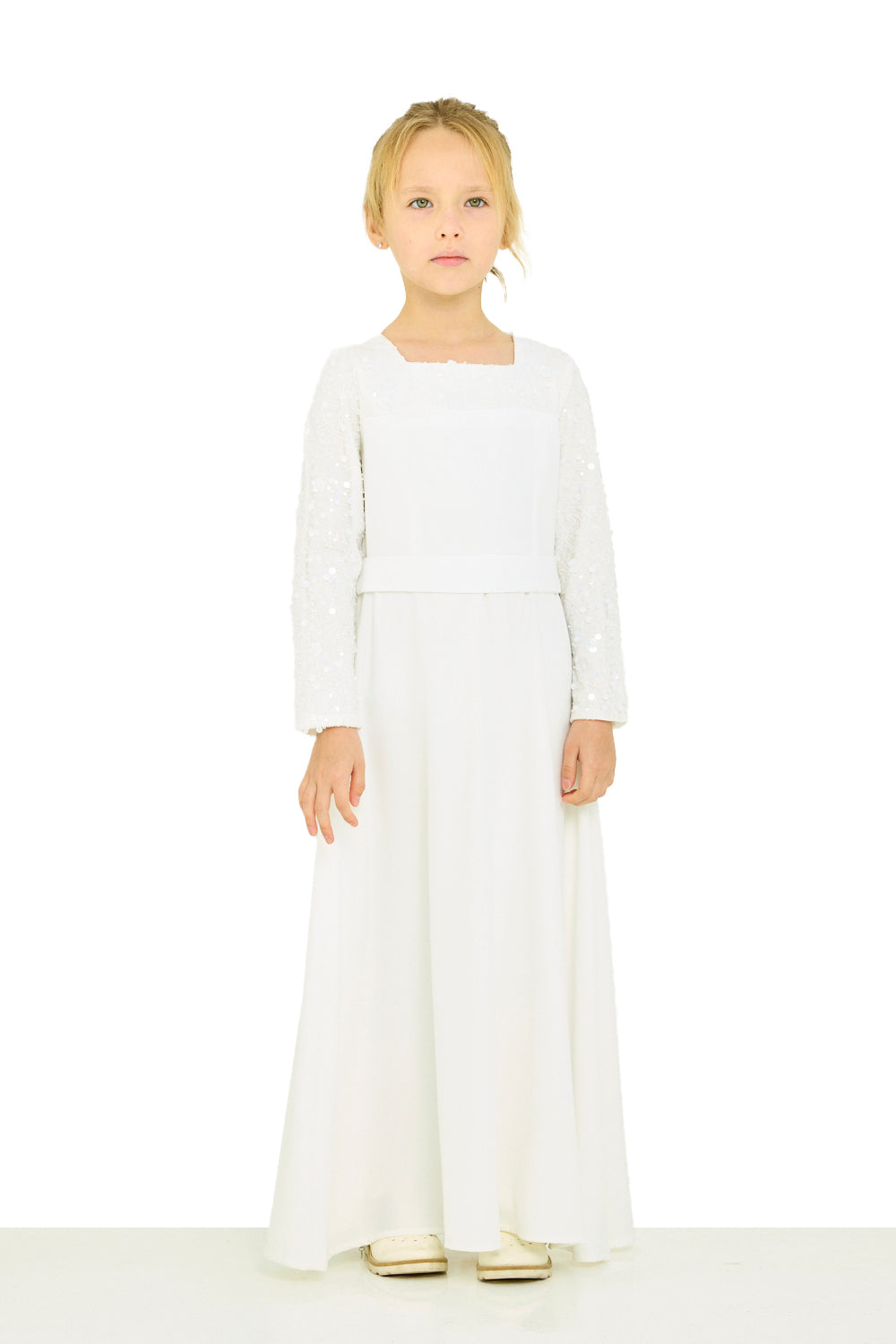 Sequin Yoke Sleeve Dress