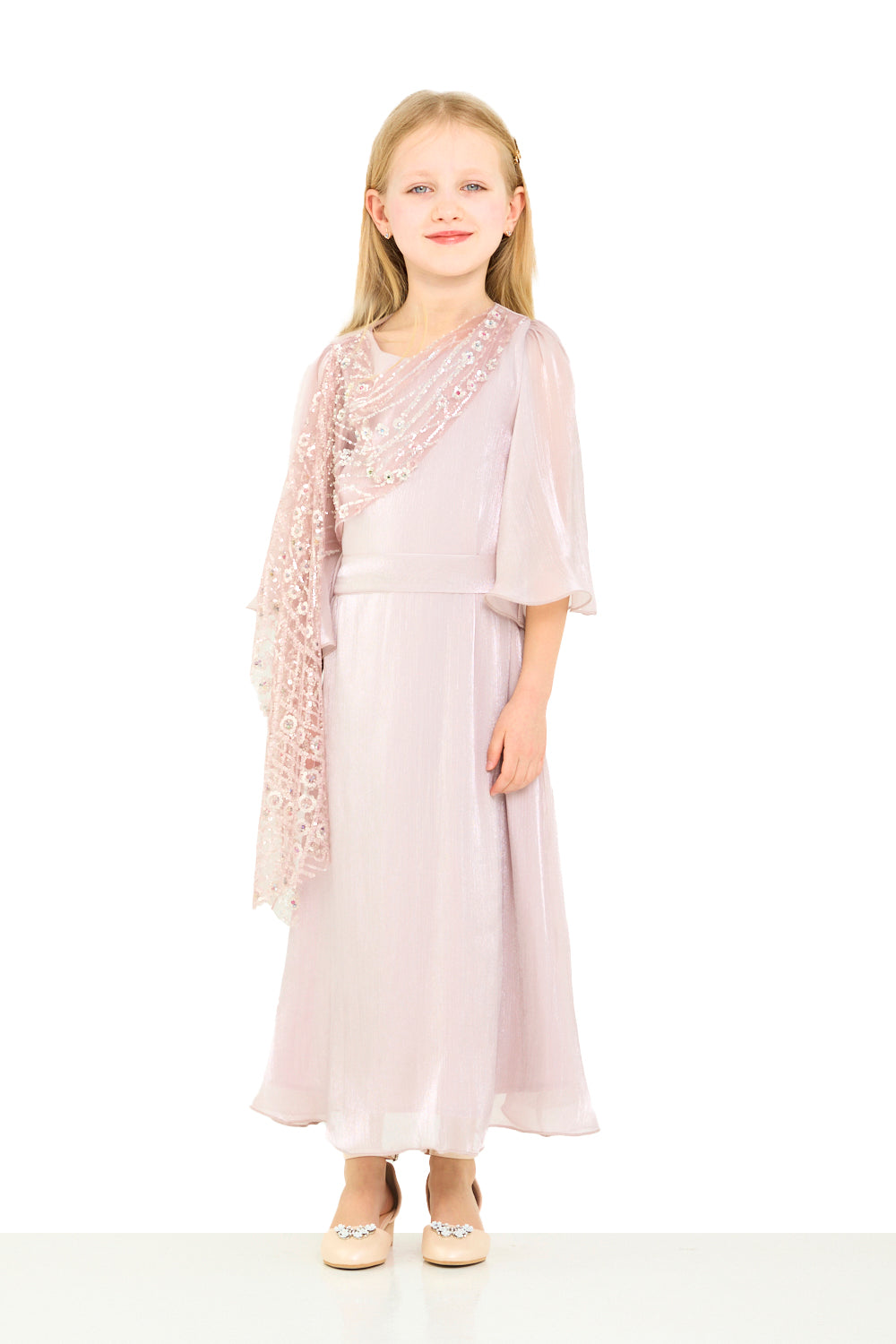 Embellished Drape Overlay Dress