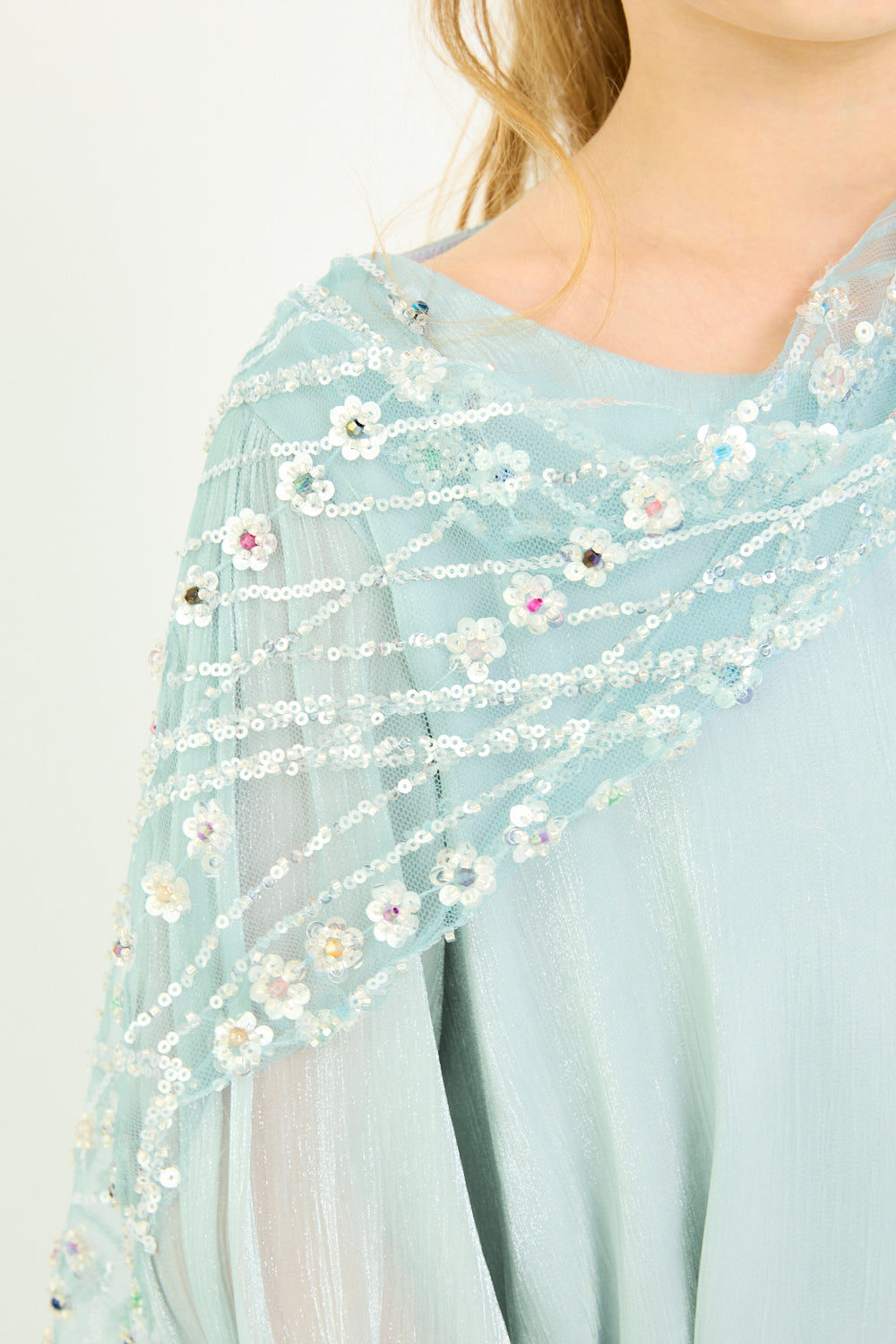 Embellished Drape Overlay Dress