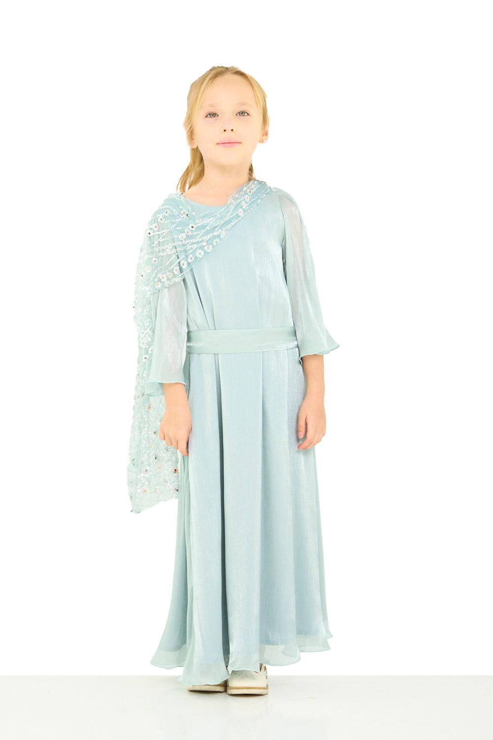 Embellished Drape Overlay Dress