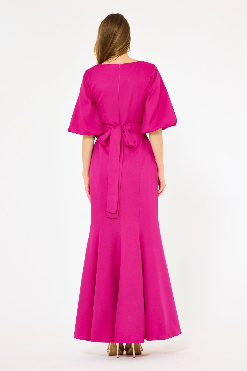 Vine Embroidered Drape Gown