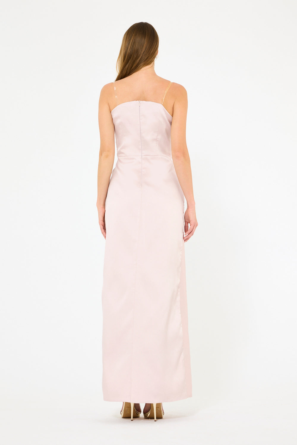 Sculpted One-Shoulder Draped Gown with Floral Crystal Embroidery