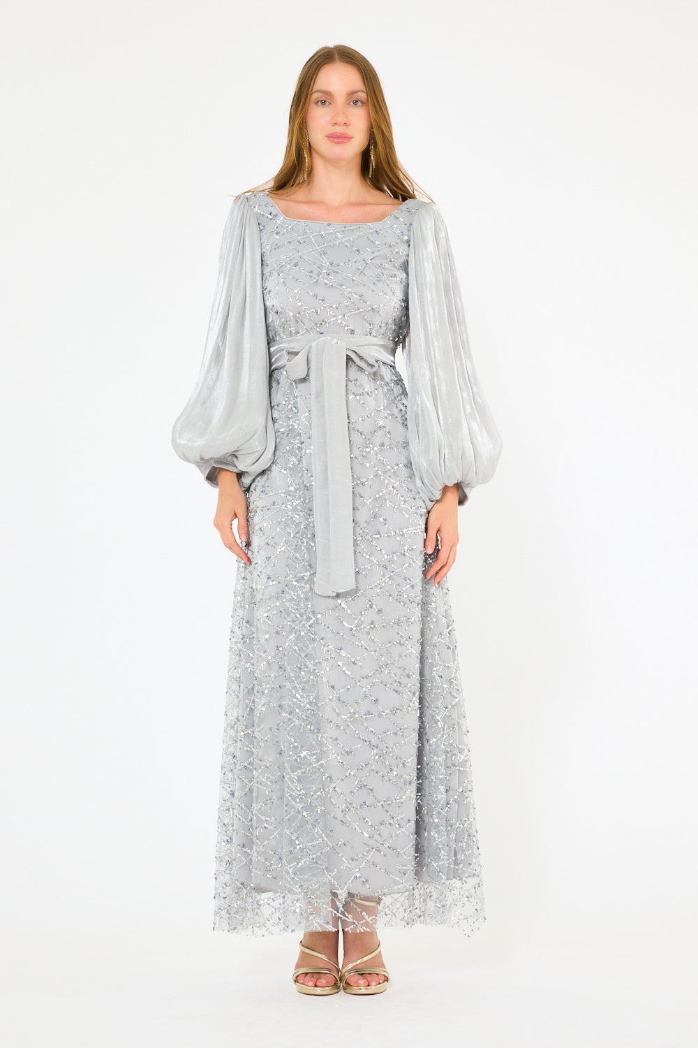 Sparkle Tulle Bishop Sleeve Dress