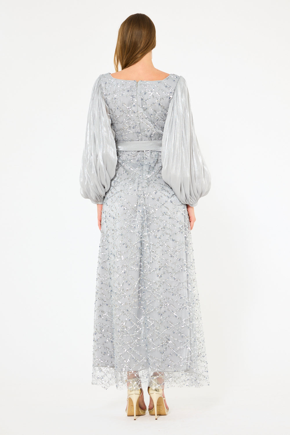 Sparkle Tulle Bishop Sleeve Dress