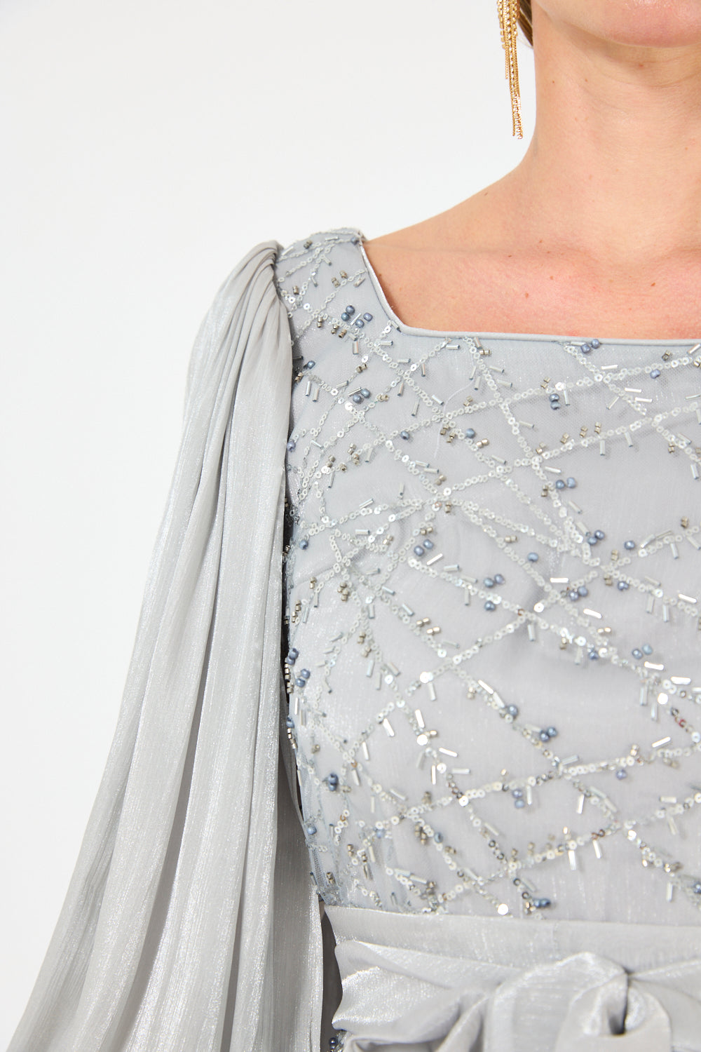 Sparkle Tulle Bishop Sleeve Dress